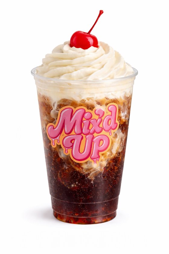 Cherry Cola Float dirty soda in a Mix'd Up cup