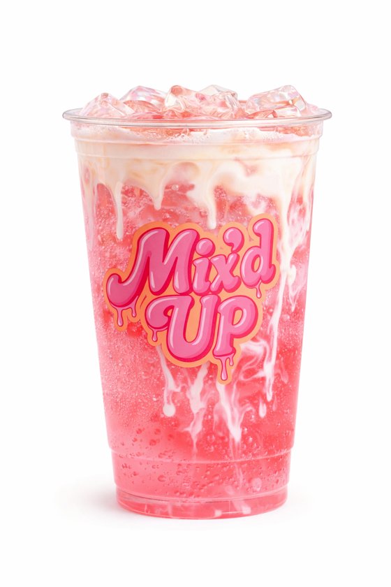 Pink Starburst Fizz dirty soda in a Mix'd Up cup